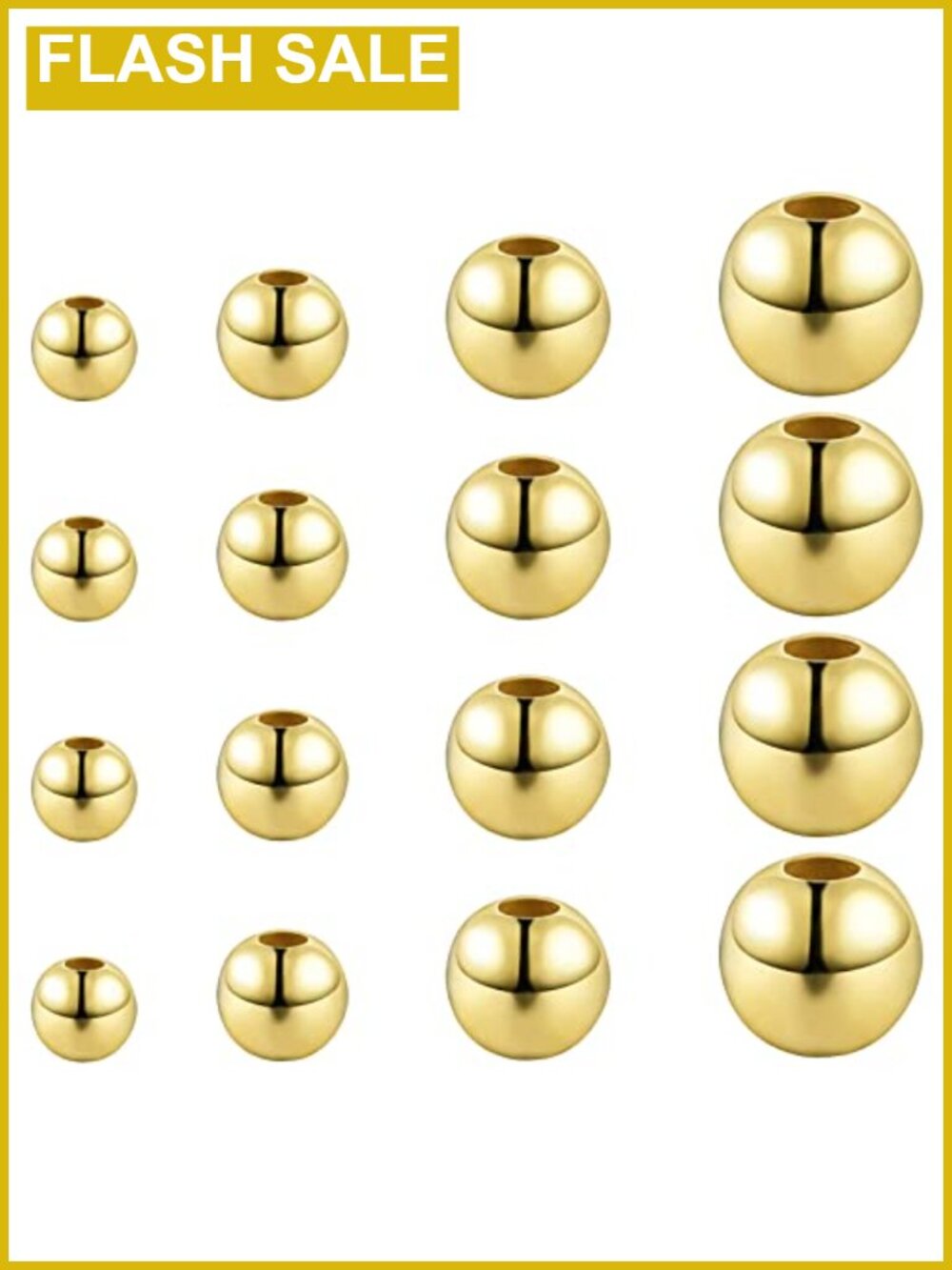 120pcs 3-6mm Gold Color Metal Spacer Beads, 304 Stainless Steel Loose Beads for